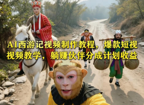 AI西游记视频制作教程，爆款短视频教学，躺賺伙伴分成计划收益