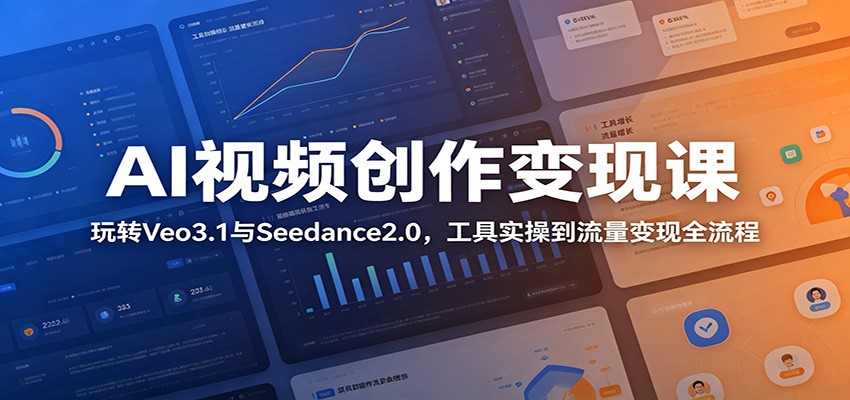 AI视频创作变现课：玩转Veo3.1与Seedance2.0，工具实操到流量变现全流程