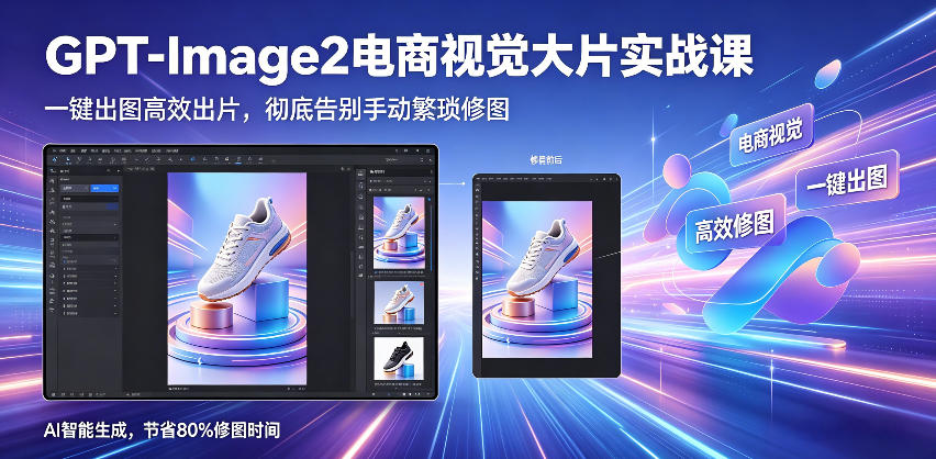 GPT-Image2电商视觉大片实战课，一键出图高效出片，彻底告别手动繁琐修图