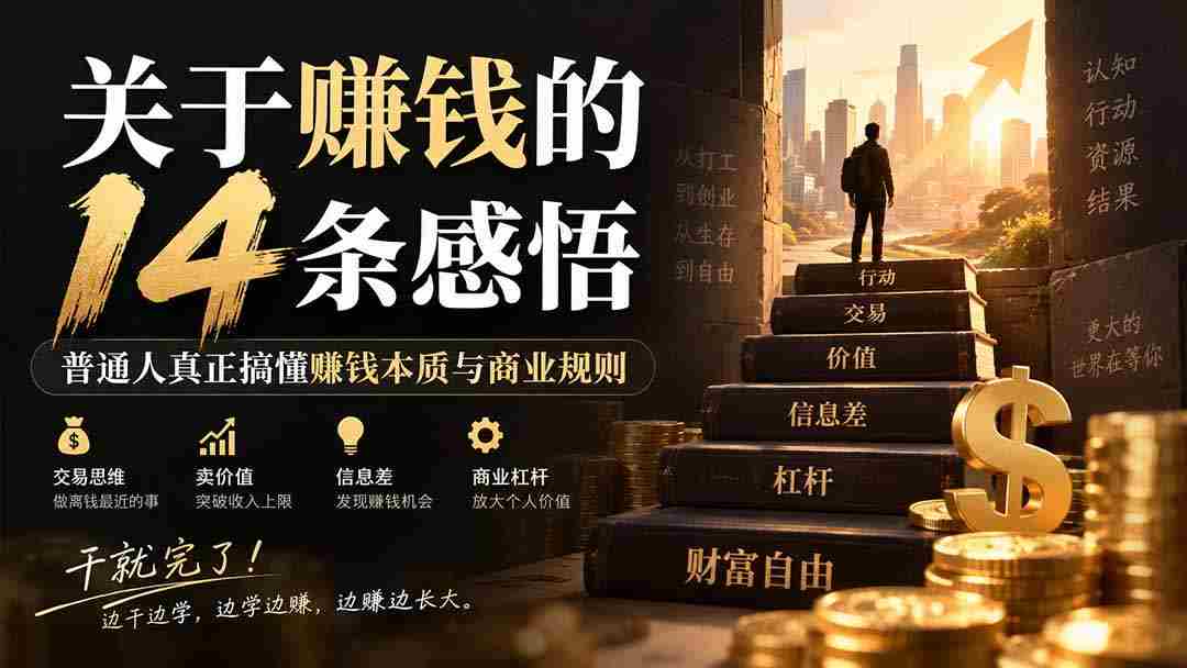 付费文章：关于賺钱的14条感悟关于赚钱的14条感悟：普通人真正搞懂赚钱本质与商业规则