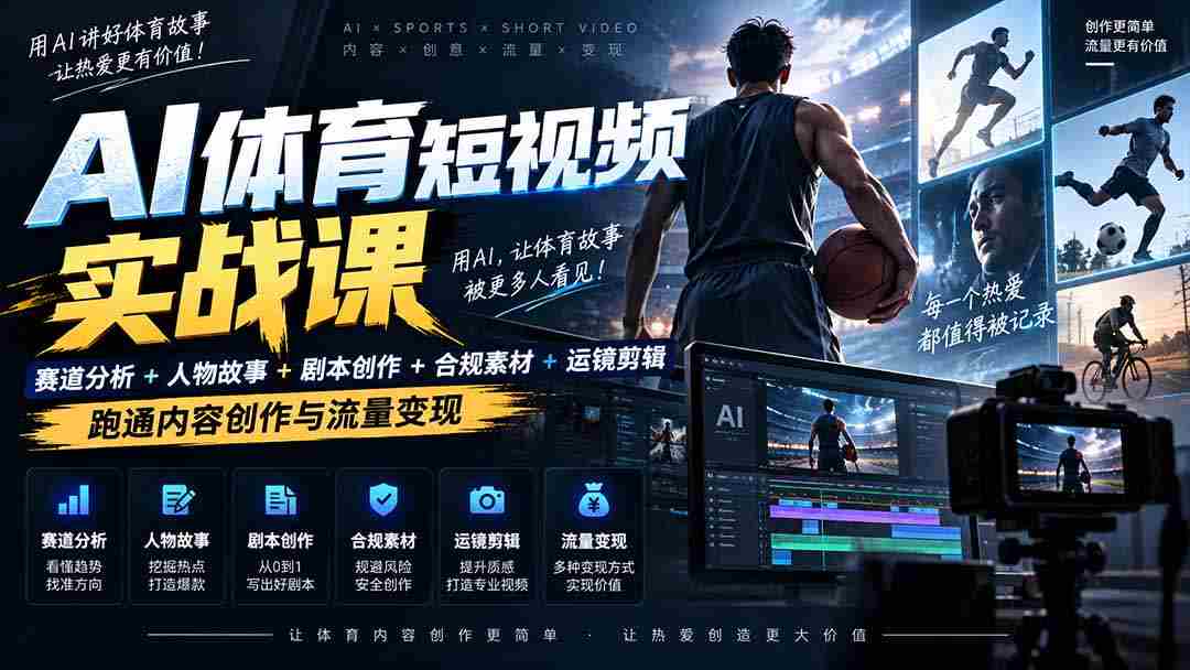 AI运动短视频领域顶尖策略揭秘：深度解析+人物传奇+剧情编写+版权维护+镜头剪辑，解锁流量盈利秘籍——日入千金不是梦
