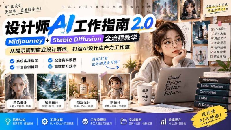 【2026.09.20】《设计师AI实战手册 2.0》：无水印课，思维到落地，全面释放AI设计潜能