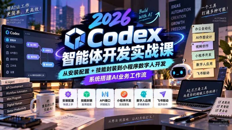 【2026.09.21】Codex智能体开发全流程实战：从环境搭建、技能封装到小程序数字人，构建AI业务工作流