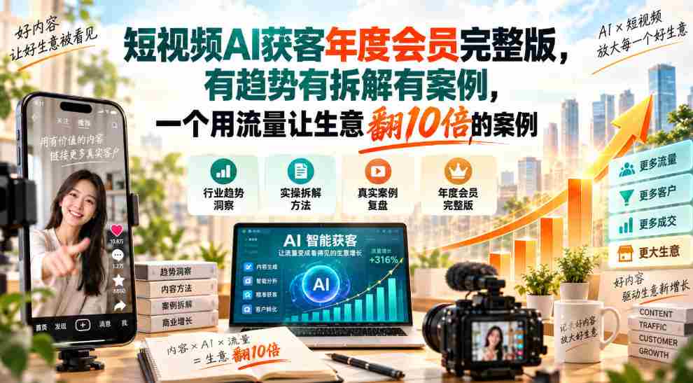 揭秘短视频AI引流秘籍：年度会员全攻略，趋势解析+实战拆解，教你流量变现，生意增长十倍实操案例！